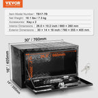 VEVOR Underbody Truck Box, 30"×14"×16" Pickup Storage Box, Heavy Duty Aluminum Diamond Plate Tool Box with Lock and Keys, Waterproof Trailer Storage Box with T-Handle Latch for Truck, Van, Trailer