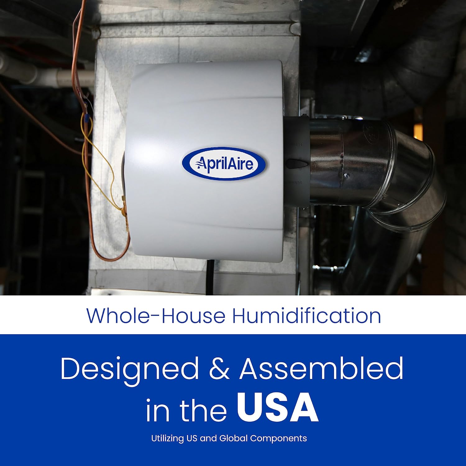 AprilAire 500M 12-gal. Whole-House Small Bypass Evaporative Humidifier with Manual Control for up to 3,600 sq. ft. + AprilAire Model 5843 Humidifier Installation Kit