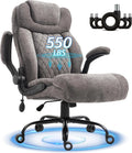 Office Chair, Big and Tall Executive Chairs with Lumbar Support for Back Pain, Breathable Fabric Desk Computer Chair with Adjustable Flip-up Armrests,Wide Cushion Swivel Home Office Chair Black,Grey