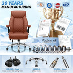 Office Chair, Big and Tall Ergonomic Desk Chair, Executive Leather Computer Chair with Adjustable Lumbar Support, Comfy Gaming Chair with Flip Up Arms, Swivel PC Chair with Rocking Function, Brown