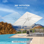PURPLE LEAF 9' × 11.5' Patio Umbrella White Cantilever Umbrella Aluminum Square Outdoor Offset Umbrella Hanging Windproof with 360° Rotation for Garden Deck Pool, White