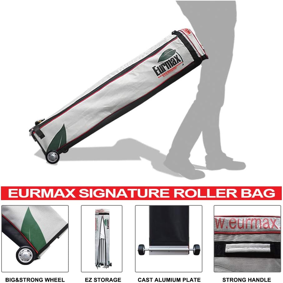 Eurmax USA 10'x15' Pop Up Canopy Tent Commercial Instant Canopies with Heavy Duty Roller Bag Bonus 4 Sand Weights Bags (Orange)