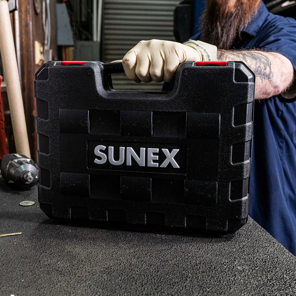 SUNEX TOOLS 2640, 1/2 Inch Drive Impact Socket Set, 19-Piece, SAE, 3/8 Inch – 1-1/2 Inch, Cr-Mo Alloy Steel, Radius Corner Design, Dual Size Markings, Heavy Duty Storage Case, Meets ANSI Standards