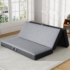 Trifold Mattress Queen Size 6 Inch - Foldable Memory Foam Mattress for Camping, Travel, RV, Guest Bed & Yoga - No Slip Bottom, Washable Cover with Handles - Portable Folding Floor Cushion 78"x58"x6"