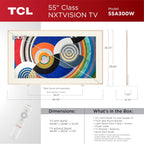 TCL 55 Inch Class NXTVISION Series Picture Frame Canvas Art TV | 55A300W  2024 Model | QLED 4K HDR Smart Google TV | 120HZ Dolby Atmos Audio | Voice Remote Alexa Google Apple Streaming Television