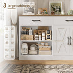 HOSTACK 71" Large Sideboard Buffet Cabinet with Storage, Farmhouse Coffee Bar Cabinet with 3 Drawers, Long Kitchen Buffet Table, Kitchen Sideboard Storage Cabinet for Dining Room, Living Room, White