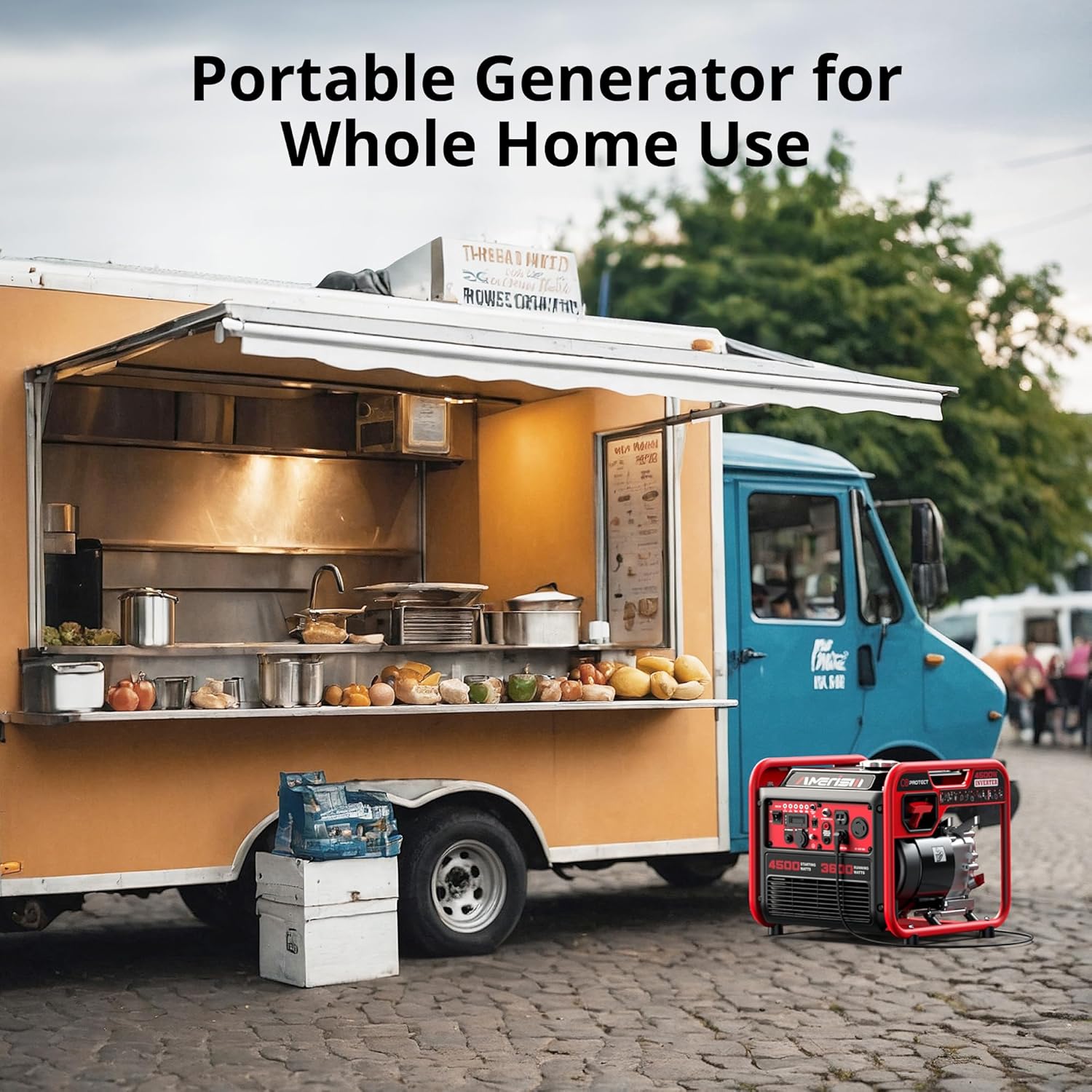 4500W Inverter Generator  Gas Powered 223cc 4-Stroke Engine CO Sensor & Parallel Ready  Quiet RV Generator with Eco Mode  120V 30A RV Outlet for Home Backup  Camping & Outdoor Power