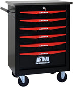 6-Drawer Rolling Tool Chest with Stainless Steel Countertop, Tool Chest with Secure Locking System, Mobile Storage Tool Cabinet with 360°Wheels and Padded Feet for Garage,Home (Black+Red)