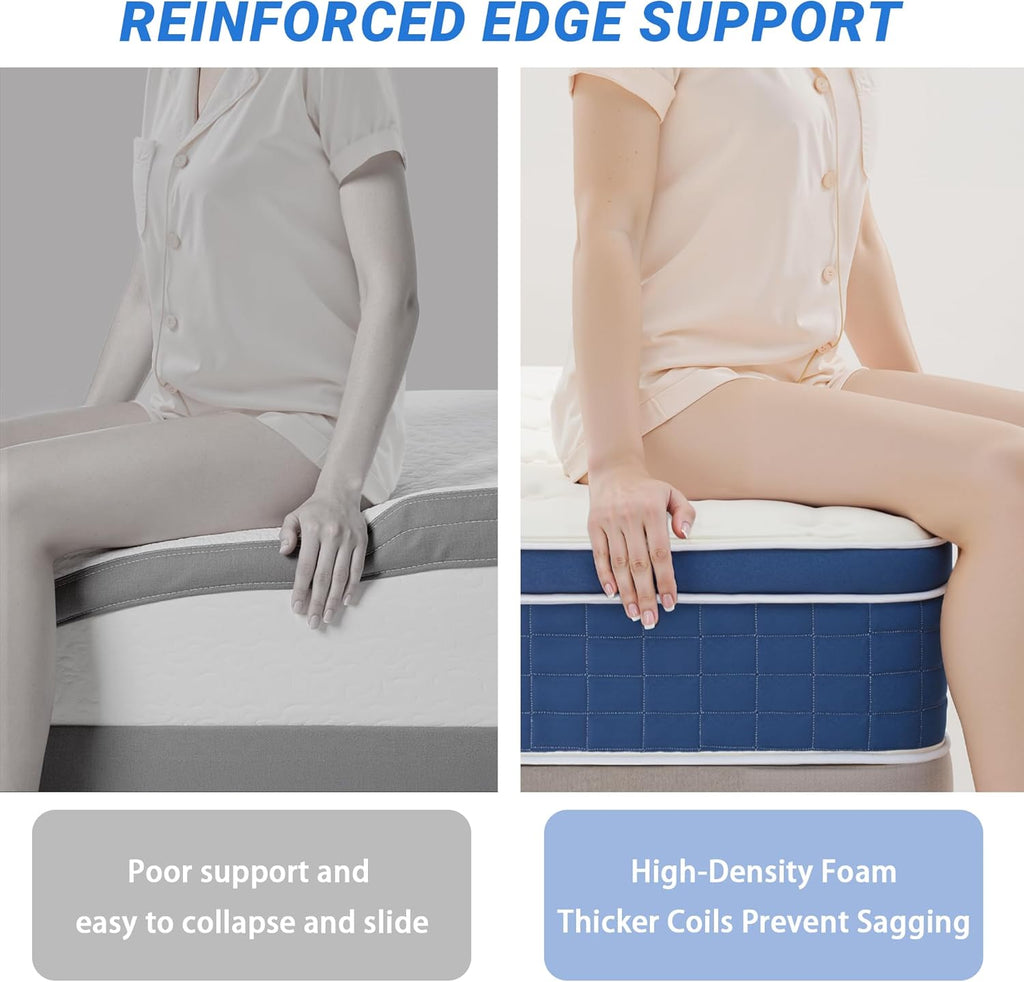 14″ King Hybrid Mattress – Cooler, Quieter & Deeper Comfort, Airflow Foam + Pocket Coils, 2″+ Plush Cushion, Heavy-Duty Support, CertiPUR-US, Fiberglass-Free, Mattress in a Box
