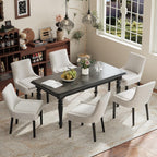 Dining Chairs Set of 4, Upholstered Corduroy Dining Room Chair with Wood Legs, Mid-Back Padded Kitchen Side Chairs for Dining Room, Beige