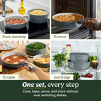 Cuisinart 13-Pc, ClickSmart Nonstick Detachable Handle Ceramic Cookware, Pots and Pans Set, Stackable Space-Saving Design, Compatible with All Stovetops, Induction & Oven Safe, PURELYCERAMIC