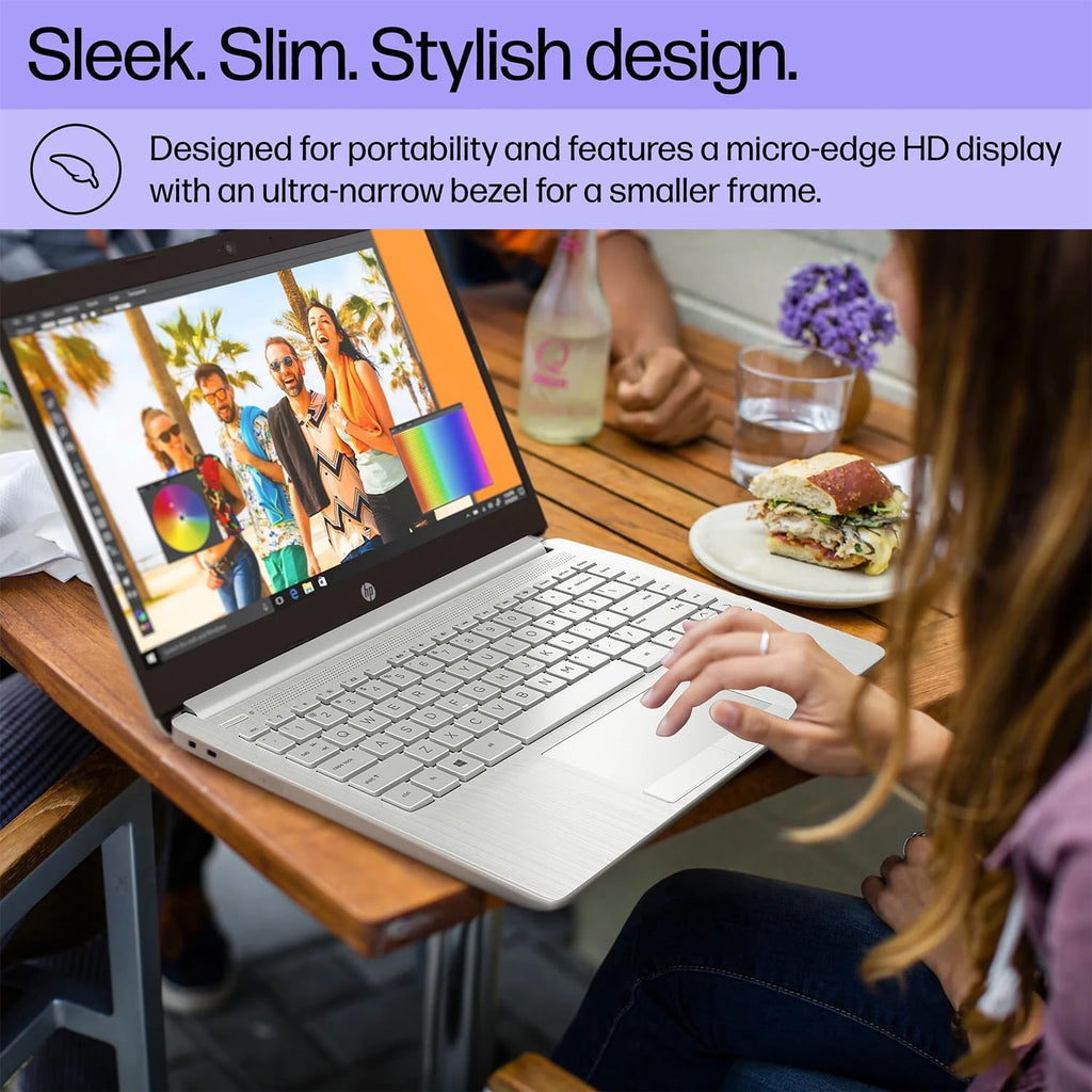 HP Portable Laptop  Student and Business  14" HD Display  Intel Quad-Core N4120  8GB DDR4 RAM  64GB eMMC  1 Year Office 365  Webcam  RJ-45  HDMI  Wi-Fi  Windows 11 Home  Silver