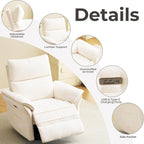 Oversized Power Recliner Chair Swivel Glider with Massage and Heat, Rocker Nursery Recliner for Adults with Adjustable Headrest, 26" Extra Wide Nursery Chair with Overstuffed Armrest,White