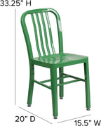 Flash Furniture Commercial Grade Green Metal Indoor-Outdoor Chair