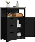 Yaheetech Bathroom Storage Cabinet Bathroom Floor Cabinet Freestanding Organizer and Storage with Door, 3 Drawers, Adjustable Shelf, 35.5 Inches Height, Black Cabinet
