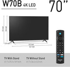 Panasonic TV-70W70BP W70 Series 70 inch LED 4K Ultra HD Smart Fire TV Bundle with 2X 6FT Universal 4K HDMI Cable  Theater Essentials and CPS Exclusive 26 Month Protection Pack BEACH-CPS-26M1000ATV