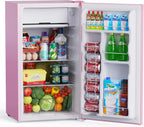 Upstreman 3.2 Cu.Ft Mini Fridge with Freezer, Single Door Compact Refrigerator, Adjustable Thermostat, Small Refrigerator for Dorm, Bedroom, Office, Pink-BR321
