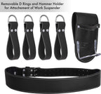 FUERI Leather Tool Belts with Suspender for Men, Heavy-Duty Durable Carpenter Tool Rig Organizer With 19 Pockets-2 Pouches, Padded Suspender, Hammer Holder, D-Loops & Foam-Padded Belt Electricians