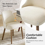 HULALA HOME Dining Chairs Set of 6, Ivory Fabric Upholstered Dining Room Chairs Set with Solid Wood Legs, Paded Back, Modern Kitchen Accent Chairs for Living Room Bedroom Reception