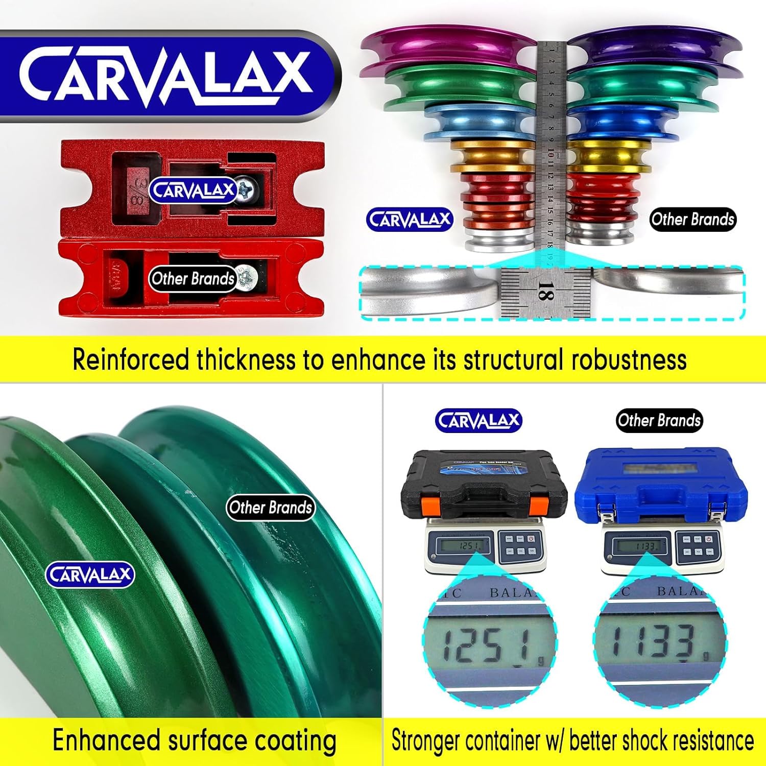 CARVALAX Pipe Tube Bender Set, for 1/4” to 7/8” O.D, 90° Ratcheting Tubing Bender Kit with Reverse Bending Adapters and 7 Multi-Color Aluminum Heads, for HVAC Air Condition Heating Repair