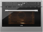 Pemberly Row 24 in. Stainless Steel Convection Oven with Microwave, 1.5 cu. ft., 1700-Watt, Built-In Electric Appliance, LCD Panel, Child Lock, Kitchen Cooking and Heating