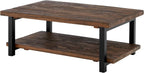 Alaterre Furniture Pomona Living Room 48 Inch Rectangular Solid Wood Coffee Table with Storage Shelf & Metal Legs – Rustic Industrial Farmhouse Large Living Room Table (Rustic Brown)