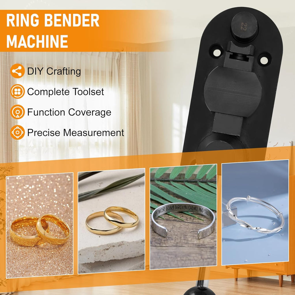 18 Pcs Ring Bender, Complete Ring Bender Tool Rings Bending, Spoon Rings Maker Machine with Nylon Mold, Multi-Functional Ring Earring Bending Tool, Sizer Measuring Tools Suitable for Gift-Giving