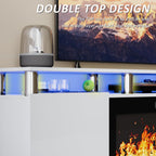 LEMBERI 70 Inches Fireplace TV Stand for TVs up to 80 Inches with 36'' Electric Fireplace & Remote, Modern Entertainment Center with Luxury LED Light,Woodeen TV Console for Living Room