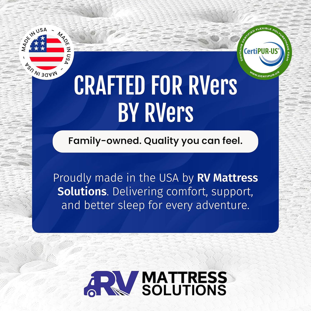 WanderRest 12” Cool Hybrid RV Mattress, Short Queen 60x74, Plush-Medium Gel Memory Foam & Pocketed Coil Bed for RV, Camper or Travel Trailer, Cooling Comfort, Made in USA
