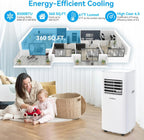 Portable Air Conditioners,8500 BTU portable ac up to 360 Sq,3 IN 1 with Remote Control,Sleep Mode, Windows kit,White