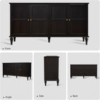 ARTPOWER 58'' Mid-Century Modern Buffet Storage Cabinet with 4 Doors and Adjustable Shelves, Accent Style Sideboard for Entryway, Dining Room, Living Room, Espresso Brown