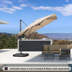 PURPLE LEAF 8.8' X 8.8' Left-right Tilt Patio Umbrella Outdoor Cantilever Swivel Square Umbrella with Tilt Aluminum Offset Umbrella with 360-degree Rotation for Garden Deck Pool Patio Beige