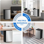 NEWBULIG Mini Fridge with Freezer 3.2 Cu.Ft Small Refrigerator for Office, Dorm, Small Fridge with Adjustable Thermostat, Energy Saving, Singel Door, Sliver