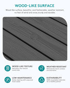SERWALL Outdoor Coffee Table with 1.69" Umbrella Hole, HDPE Patio Coffee Table for Outside, Rectangle, Gray