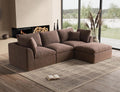 110" Cloud Sectional Couches for Living Room, Boneless L-Shape Couch with Ottoman, 3 Seater Modular Sectional Sofa, Brown