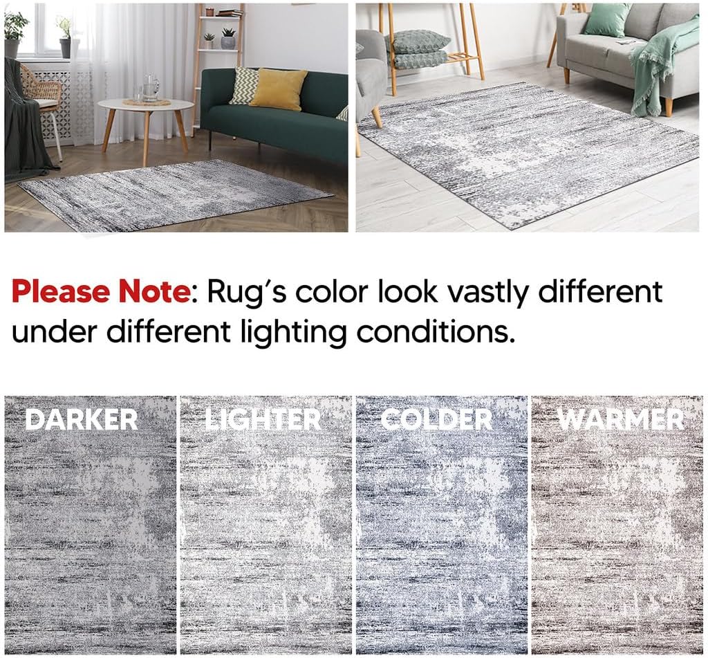 Keen Home Design Area Rugs - 12x15 Non-Shedding, Abstract Rugs for Kitchen, Living Room, Bedroom, Dining Room, Entryway - Size: 12' x 15', Abstract Cream/Grey