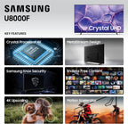 Samsung 65-Inch Class Crystal UHD U8000F 4K Smart TV (2025 Model) Endless Free Content  Crystal Processor 4K  MetalStream Design  Knox Security  Alexa Built-in