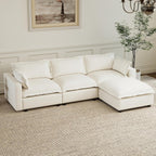 Kmax 97" Modular Sectional Sofa for Living Room, Modern Convertible L Shaped Sofa Couch Oversized Deep Seat Cloud Couch Sleeper with Ottoman, White
