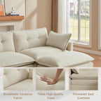 Modular Sectional Sofa, 111.5" U-Shaped Corduroy Comfy Sectional Couches for Living Room, 3-Seater Cloud Couches with 2 Movable Ottomans, Flexible Combination Modern Deep Seat Sofa (Beige)