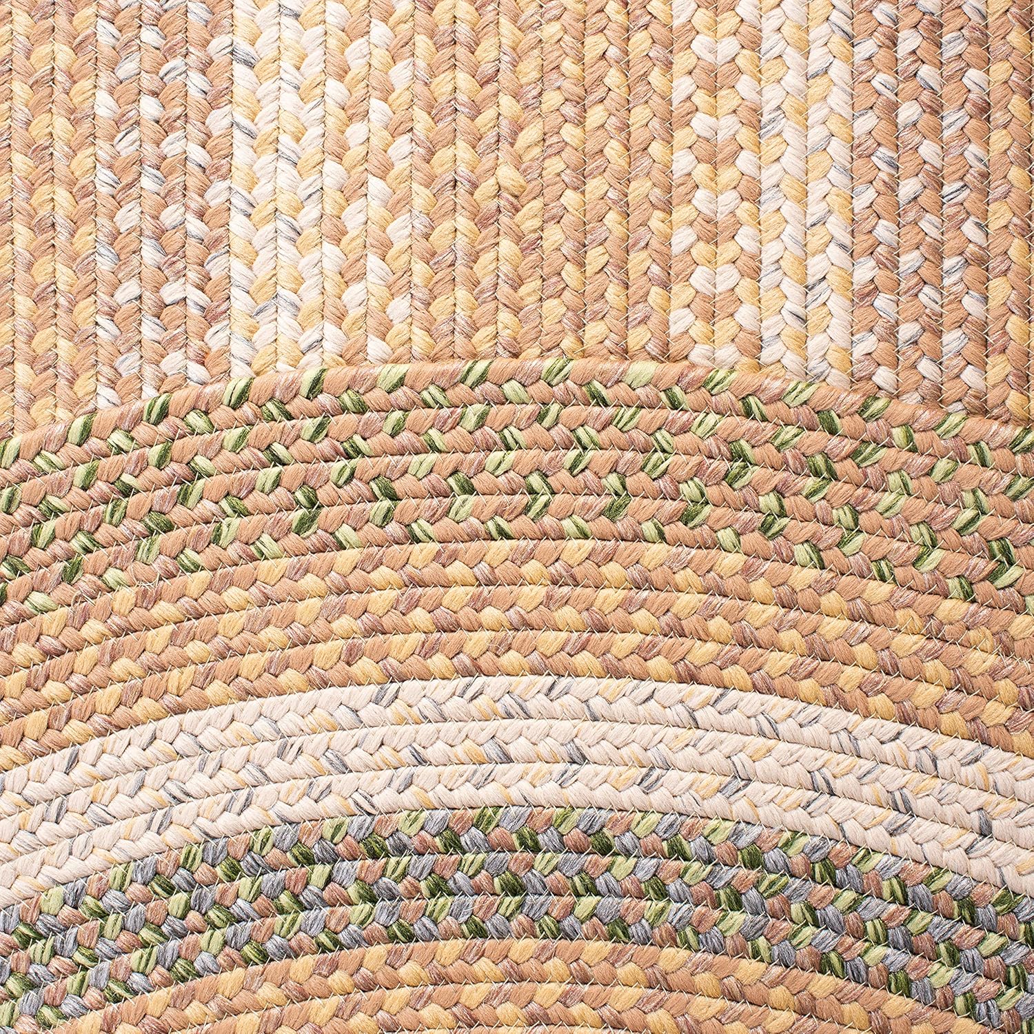 SAFAVIEH Washable Rug Outdoor Braided Collection - 8' x 10' Oval, Tan & Multi, Handmade & Reversible, Non-Shedding & Easy to Clean, Ideal for Patio, Backyard, Mudroom (BRD314A)