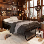 Folding Bed with 5" Mattress, 75" x 31" Roll Away Twin Beds for Adults with Storage Cover, Portable Foldable Bed with Metal Frame on Wheels for Guest, Space Saving