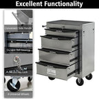 Iron-Top Rolling Tool Chest with Lockable Wheels and Side Handles, 7-Drawer Tool Storage Cabinet with Ball Bearing for Garage, Repair Shop, Required Assembly, Large Storage Capacity (Iron, 4-Gray)