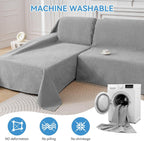 Deep Dream Sectional Couch Covers, 2 Pieces 100% Waterproof L Shaped Sofa Cover, Non Slip Couch Cover for Dogs Cats Washable, Pet Friendly Sofa Slipcovers Furniture Protector (XX-Large, Light Grey)