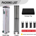 Eurmax USA 10x10ft Pop Up Canopy,Commercial Instant Tent for Outdoor Events,Patented No-Tip Rolling Storage Bag with 4 Sandbags,UV & Water Resistant,Heavy Duty Portable Shelter Gazebo,Black