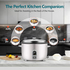 Commercial Rice Cooker, Large Capacity 30-Cup (UnCooked), 60-Cup (Cooked) with One Touch Operation and 12-Hour Keep Warm, Easy to Use and clean, 1600W, White