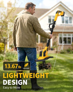 DEGGE Tiller, Cordless Tiller Cultivator with 48 Steel Tines, 9 inch Tilling Width and 6.7 inch Depth, 2 x 3.0Ah 21V Batteries & Charger, Gardening Tools for Lawn/Gardening/Soil Cultivation