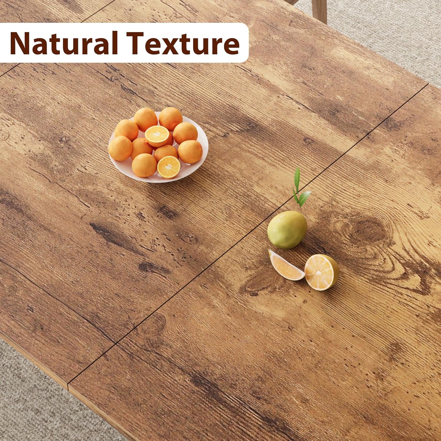 GarveeHome Industrial Dining Table for 6-8 People, 78.7 in Long Kitchen Table with Sturdy Metal Frame & Rustic Brown Finish - Seats 6 Rectangular Counter for Dinner, Easy to Install(Only Table)