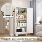 White Metal Storage Cabinet, 61" Steel Cabinets for Home Office, Kitchen Pantry Storage Cabinet with Doors and 3 Adjustable Shelves, Tool Cabinet, for Office, Home, Garage, School