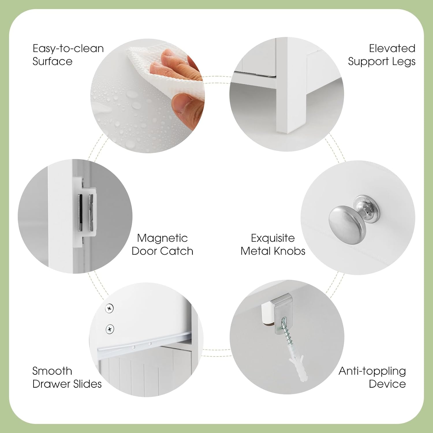 Giantex Floor Bathroom Storage Cabinet - Freestanding Cabinet with Drawer, Door, Adjustable Shelf, Anti-Tipping Device, Storage Organizer for Sofa Side, Bathroom, Living Room, Bedroom, White (White)