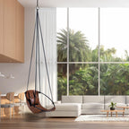 Hanging Egg Chair - Handmade Scandinavian Style Hammock Swing Chair, Hanging Chair for Bedroom, Indoor & Outdoor Patio Swing, Double-Layered Faux Leather
